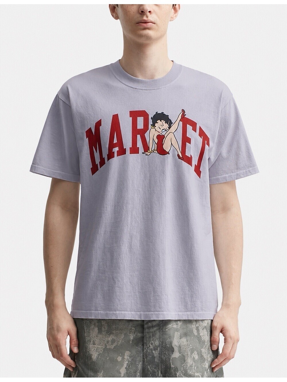 Market x Betty Boop Arc Graphic Tee Washed Purple Gray Size Large Cotton